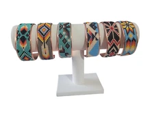 Native American Style Copper Seed Beaded Adjustable Bracelet Cuff Bangle