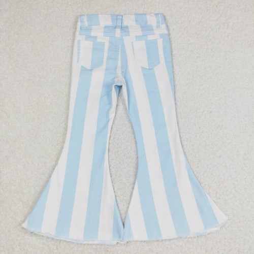 Pantalones de mezclilla a rayas azul claro boutique para niñas - Imagen 2 de 6