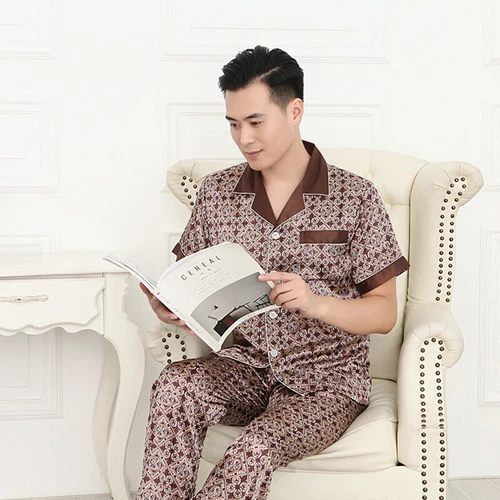 Luxus Herren Seide Satin Pyjama Set Weich Pyjama Langarm Nachtwäsche Loungewear - Bild 44 von 74