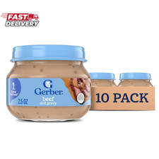 Gerber Stage 2 Baby Food, Beef and Gravy Jar, Baby Food Meat Puree, Baby Mealtim