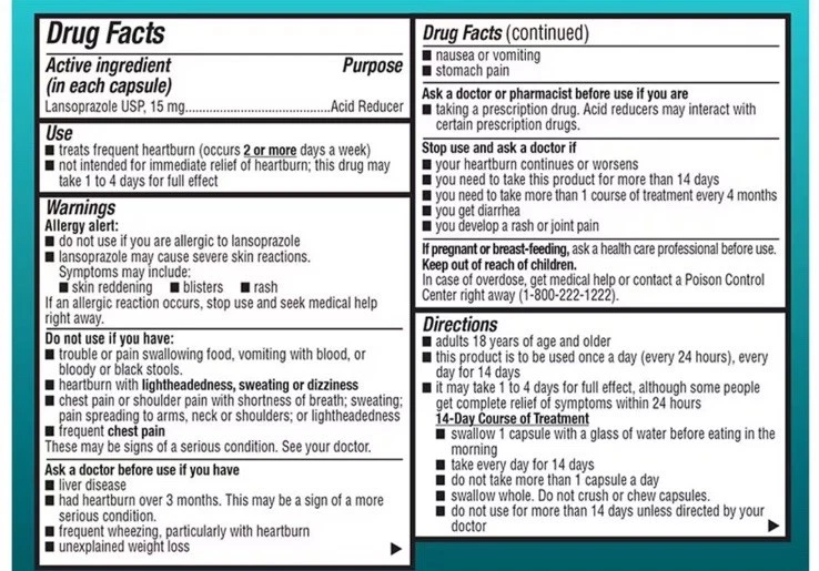 (2) Paquete - Cápsulas de liberación retardada de lansoprazol 24 horas, reductor de ácido caducidad 26/10 Foto 2 de 3