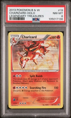 2013 POKEMON BLACK & WHITE LEGENDARY TREASURES #19 CHARIZARD-HOLO PSA 8