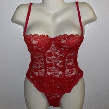 Vtg Dolores Garter Bustier S Red Lace Convertible Straps  PantEe 2PC SET 34 S