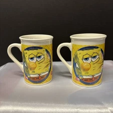Pair of SpongeBob SquarePants Coffee Mug Viacom 2014 2 Sided