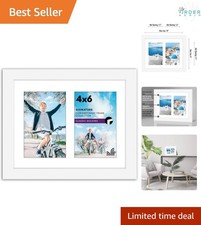 4x6 Double Photo Frame White 8x10 Collage Wall or Tabletop Decor