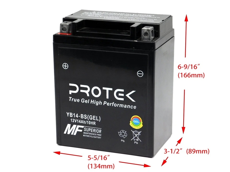 YB14-A2 YB14A-A1 YB14A-A2 YB14-B2 YTX14AH-BS Motorcycle 12V AGM GEL Battery 14Ah - Image 3 of 4