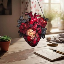 Anatomical Heart Suncatcher, Gothic Love Window Hanging Romantic Gift for Couple