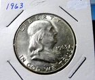 1963 Franklin Half Dollar 90% Silver 50c US Coin