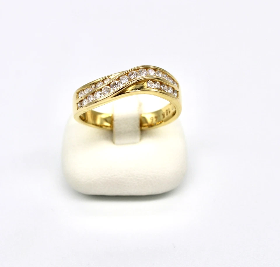 750 Gelbgold Ring Brillant 0,46 ct. G/ SI Damenring RW 56