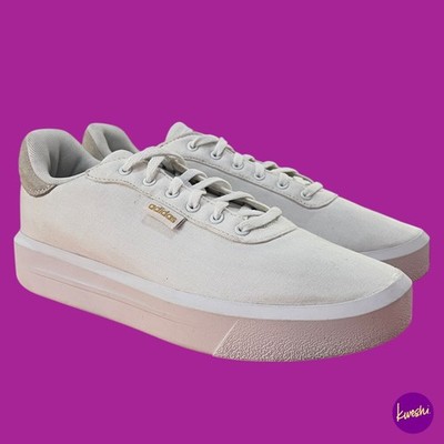 Adidas Damen Court Platform CLN Sneaker, Canvas, Cloud White, UK 7 | EU 40,5