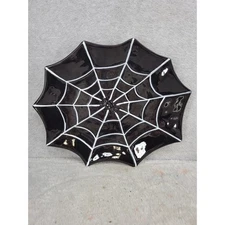 Lori Siebert Spiderweb 14" Black White Halloween Platter Decor - Has Glaze Chip!