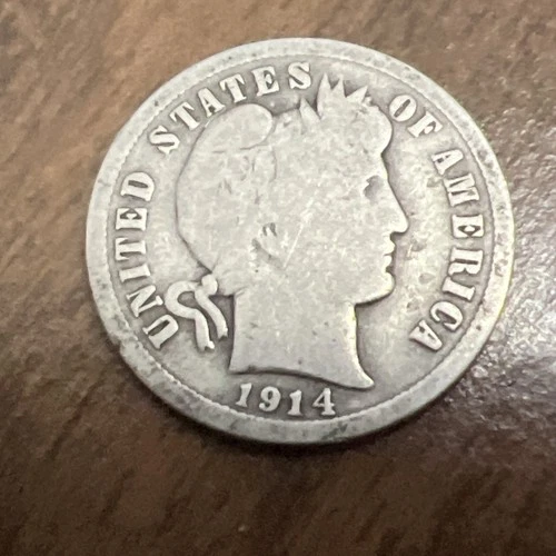 1914 Barber Liberty Head Dime 90% silver Actual coin Worth To Fill A Spot