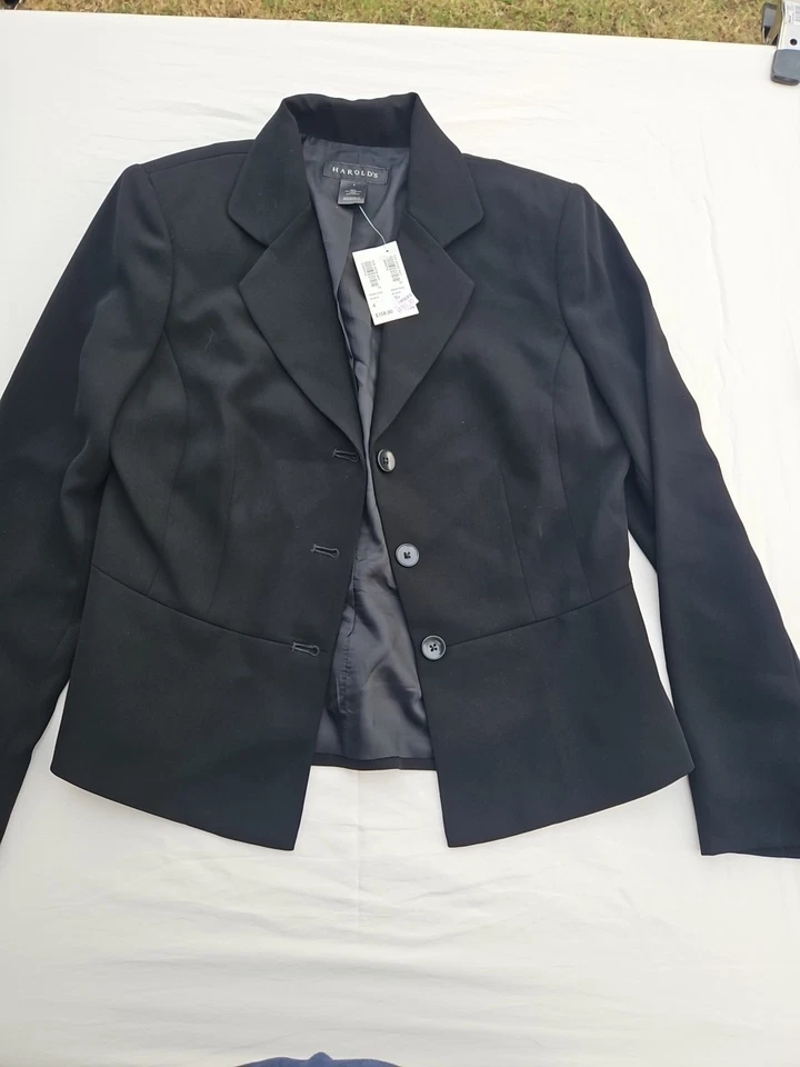 Chaqueta Blazer De Colección Harold's Italia Talla 4 Negra Versátil Elegante Forrada Nueva Foto 2 de 4