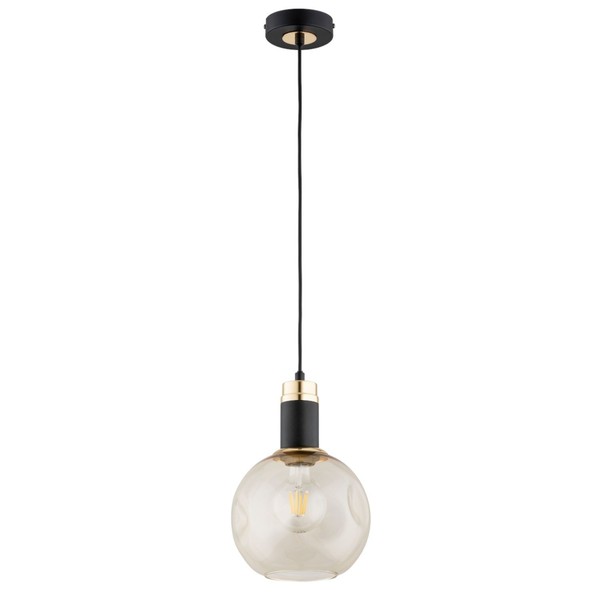 Pendelleuchte Schwarz Bernstein Gold Glas Modern E27 Ø20 Cm HäNgelampe Esstisch-image