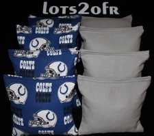 CORNHOLE BEAN BAGS w INDIANAPOIS COLTS fabric on both sides of logo bags NEW