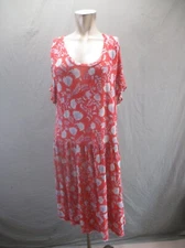 Studio B By Bobeau Size XL Womens Floral Red Short Sleeve Sheath Midi Dress 920