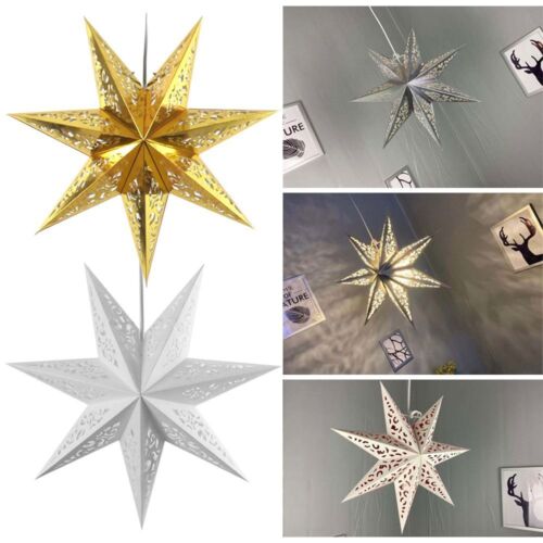 Christmas Paper Star Lampshade 45cm Decorative Lamp Hollow Seven Point Star - Photo 1 sur 14
