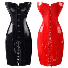 Royal Burlesque Corset Basque Cincher Lingerie Bustier Faux Leather Dress Shaper