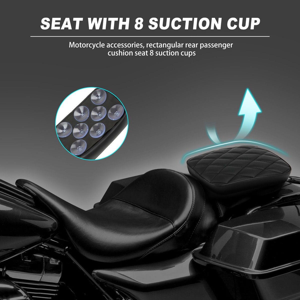 OUMURS Detachable Passenger Pillion Pad Seat For Harley Sportster Custom - 8 Suction Cup
