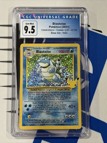 Pokémon TCG: Blastoise Holo 2/102 Celebrations Classic Base Set CGC 9.5 MINT