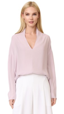 Narciso Rodriguez V-Neck Blouse Top  Pale Orchid Italian Size 46