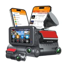 Rove R3 Dash Cam, 3” IPS Touch Screen, 3 Channel Dash Cam Front and Rear w