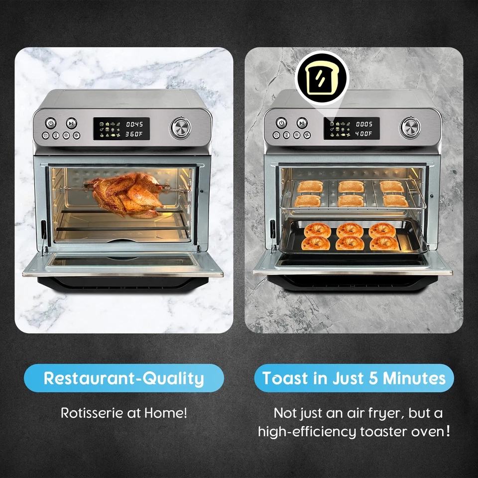 HYSapientia 26QT Stainless Steel Air Fryer Toaster Oven With Rotisserie - Image 2 of 4