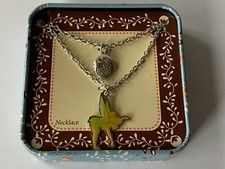 Authentic Disney Necklace Tinker Bell  a Locket Silver Tone - In a Tin Box
