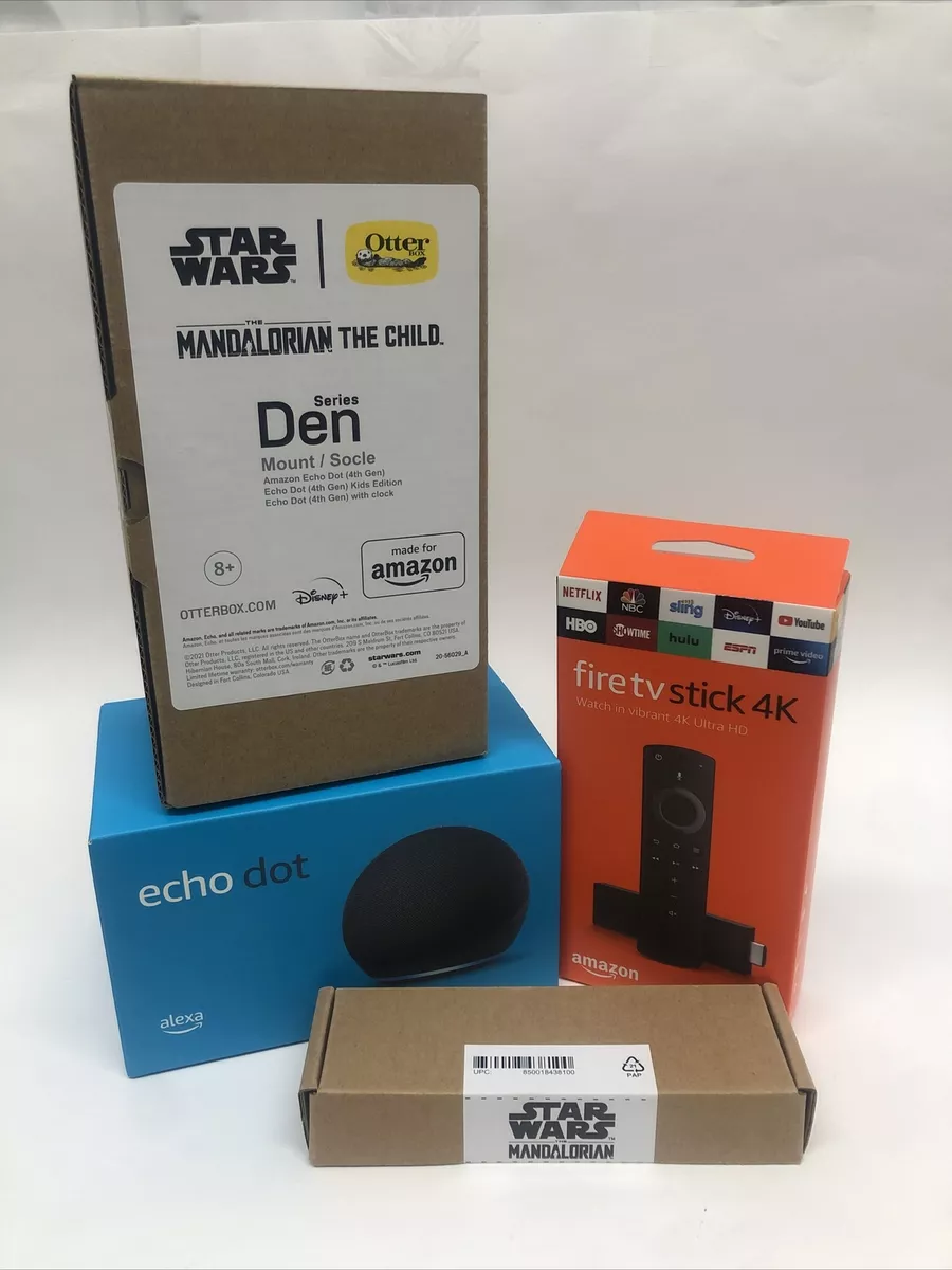 Star Wars Echo Dot 4th Gen W/ Mandalorian Grogu Dock & Fire TV