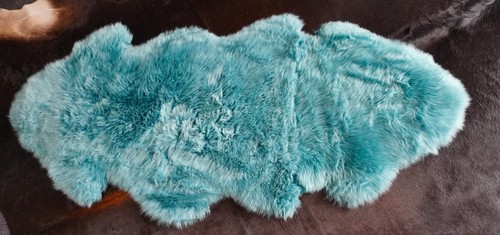 Australian Sheepskin Rug - Turquoise Blue. 1600mm Long -Super Thick & Soft - Picture 7 of 9