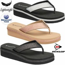 Ladies Womens Dunlop Memory Foam Comfort Walking Beach Wedge Sandals Shoes Size