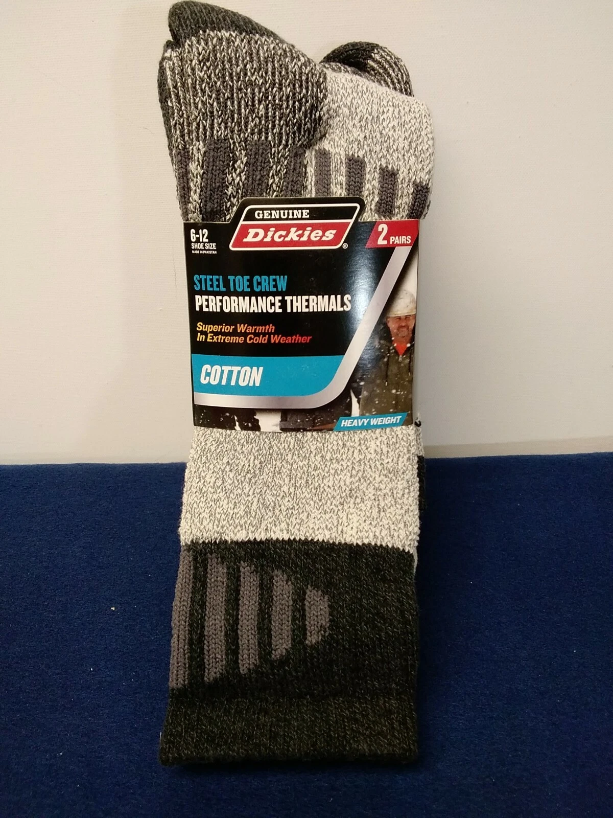 Dickies Mens Steel Toe Crew Socks Cotton Pack of 2 Performance Thermals Black