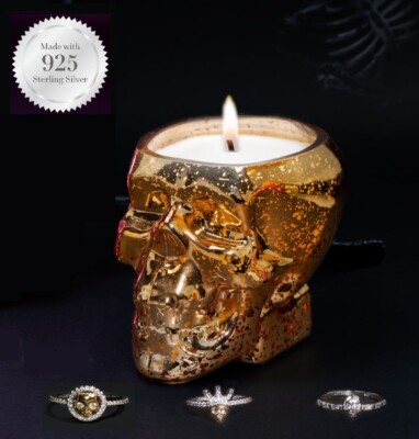 Charmed Aroma Golden Curse Skull Candle 925 Sterling Silver