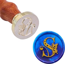 Initial Alphabet S Wax Seal Stamp Kit, Vintage Butterfly Letter Sealing Stamp...