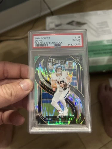 2024 Select Bo Nix Black And Green Shock Rookie PSA 8