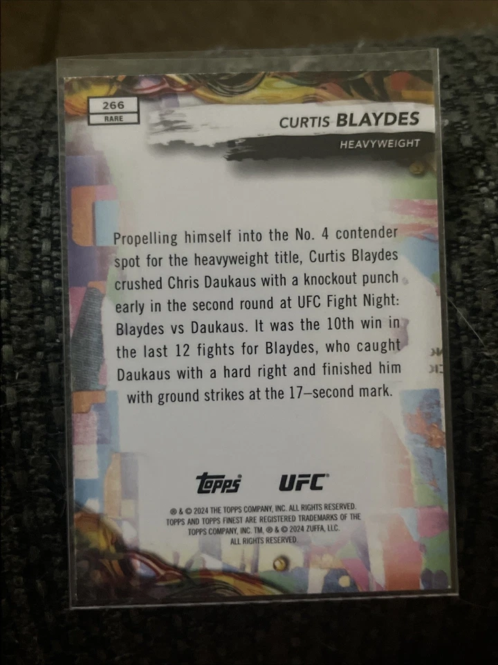 2024 Topps Finest UFC CURTIS BLAYDES Rare Red Shimmer Refractor #266 - Image 2 of 2