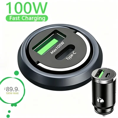 Auto schnell Ladegerät USB und USBC Typ-C für IPhone Samsung Zigarettenanzünder - Bild 1 von 4