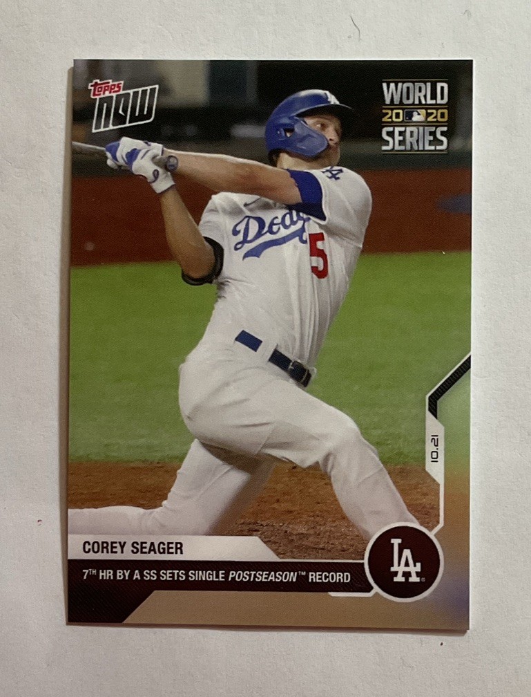 2020 TOPPS NOW #455 COREY SEAGER 7TH HR BY SS SETS SINGLE POSTSEASON RECORD