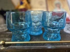 3x  Anchor Hocking Fairfield Aqua Blue  3” Old Fashioned Tumbler(s) Vintage