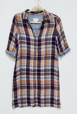 Caslon Shirt Dress Womens XS Classic Plaid Layered Gingham Preppy Academia