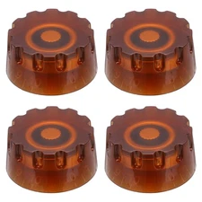 4pcs Electric Guitar Brown Volume Tone Control Knob(Light Brown-White Word)
