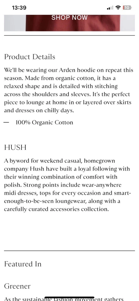 Sudadera con capucha Hush Arden XS verde menta 100 % algodón orgánico... - Imagen 3 de 4