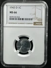 1943-D 1C  Lincoln Wheat One Cent NGC MS66   8699720-024