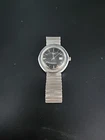 Vintage Timex Mens 37mm Watch Black Dial Date Silver Tone Stretch Manual Wind