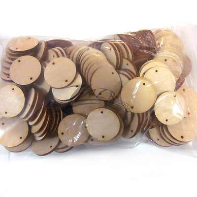(100) 1-1/4''x1/8'' Wooden Circles DISCOUNTED Disc 2mm 2 hole Flat Hard wood 1.25''