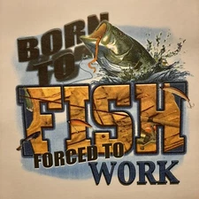 BORN TO FISH FORCED TO WORK BASS FISHING POCKET SHIRT
