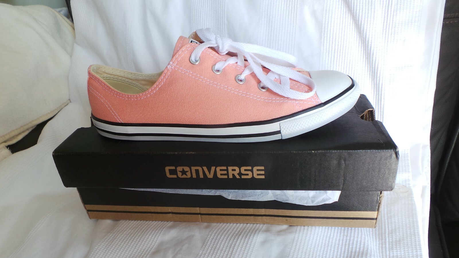 light grey all star peach canvas coral trainers