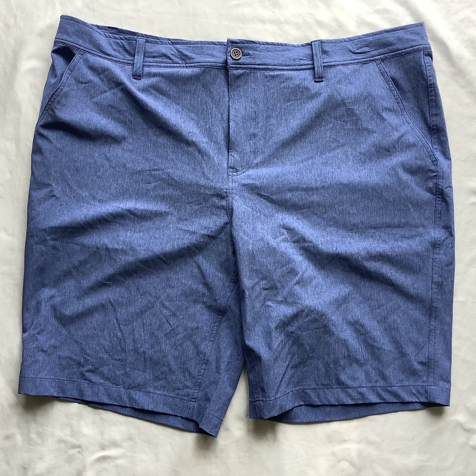 CoolKeep Golf Short Men 42 Blue Heather Stretch Performance 11" Inseam