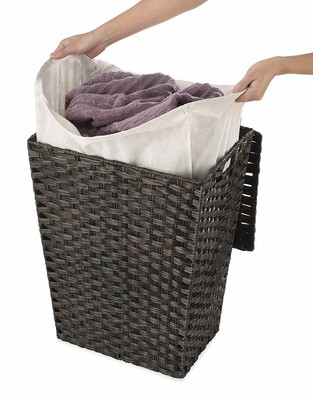 Wicker Laundry Hamper With Cloth Removable Liner Clothes Basket Nursery Espresso Ebay