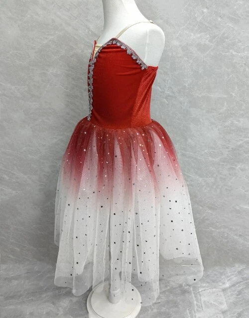 VETEMENTS Abito da balletto tutù paillettes rosso per bambini ragazza abbigliamento da performance abbigliamento da balletto gonne